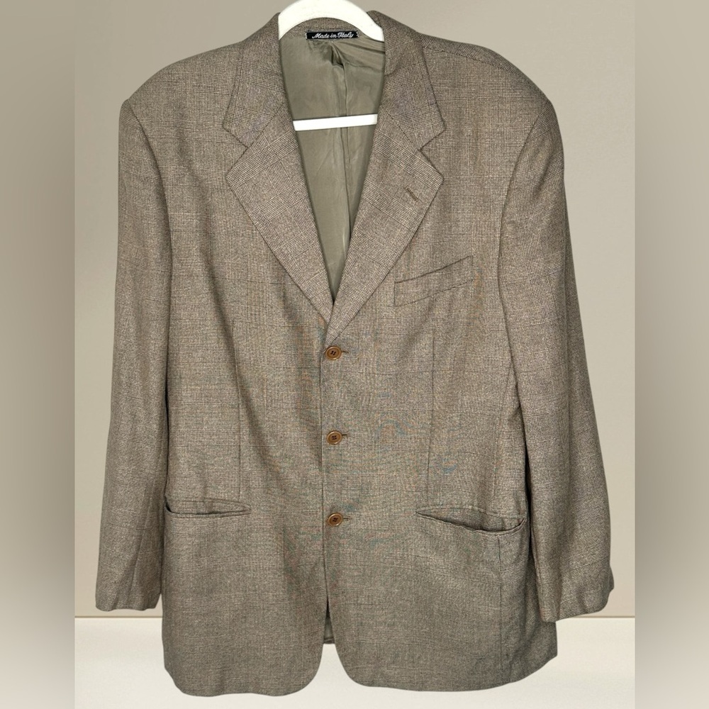 Valentino Uomo Vintage‎ Brown Men 40 Regular Sport Coat Blazer Silk & Wool Blend
